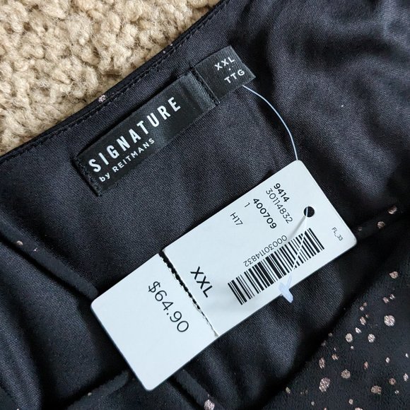 Signature By Reitmans - Black w/ Rose Gold Sparkle Dots Dress - Size XXL - NWT - Picture 8 of 8